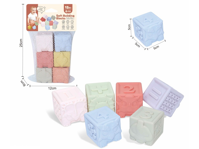 Dinosaur & Numbers Soft Building Blocks 6pcs