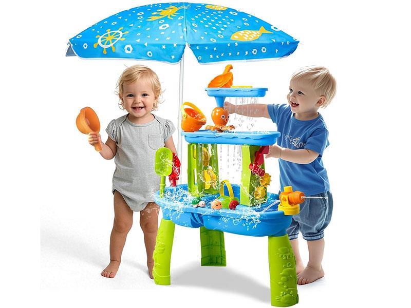 Blue Sand & Water Table + 1 M Beach Umbrella (Thickened)