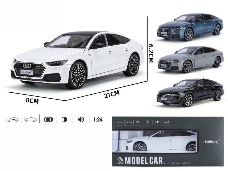 1:24 Audi A7 Streetcar Version Pull Back Alloy Six-Door Car Model With Sound And Lights