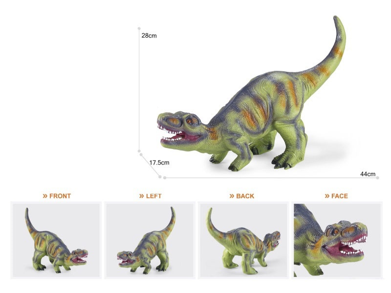 17.5-Inch Painted Thick-Fleshed, Cotton-Rich And Soft Rubber Tyrannosaurus Rex (Green)