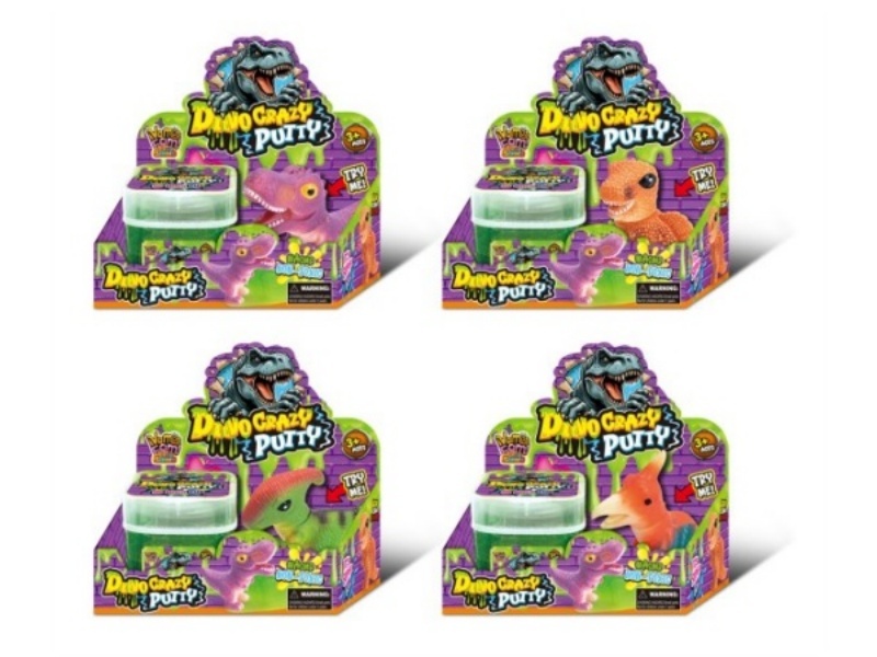 Square Bottle Green Crystal Clay + Dinosaur, Four Mixed