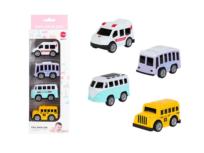 Q Version Mini Alloy Pull Back School Car 4pcs