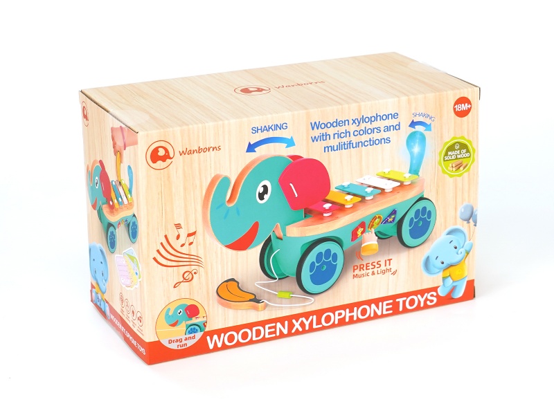 Wooden Elephant Xylophone Toys With Music And Lights