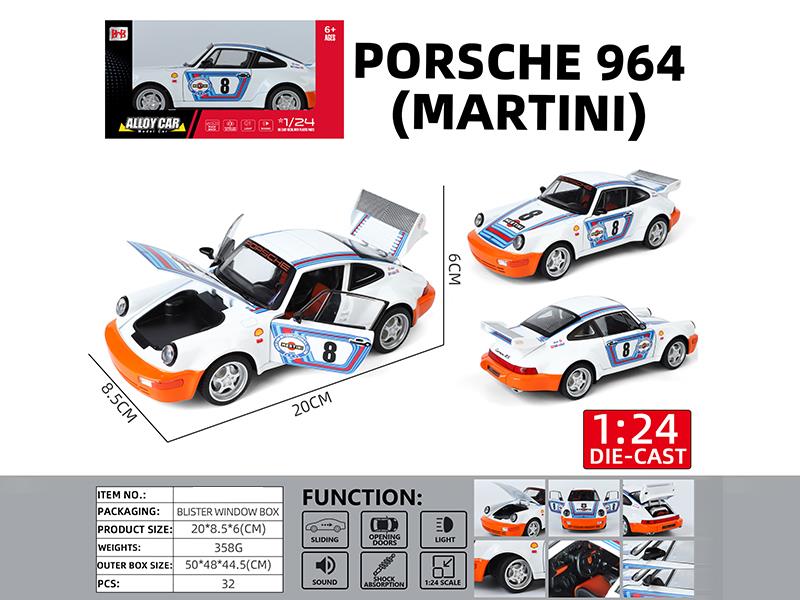1:24 Porsche 964(Martini)Alloy Car Model(4 Door Opening, Pull Back, Sound And Lights)
