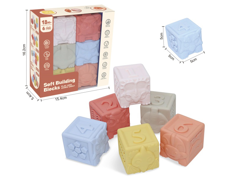 Dinosaur & Numbers Soft Building Blocks 6pcs