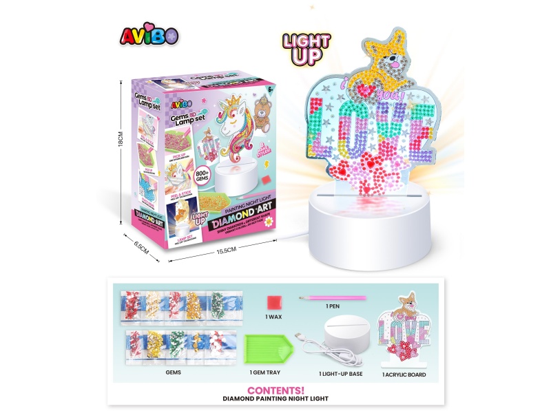 Diamond Painting Dog LED Night Light