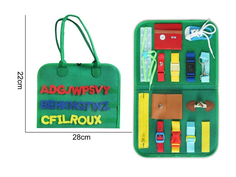 Montessori Early Childhood Education And Intelligence Development - Felt Single-Page Military Green Outer Wool Busy Board