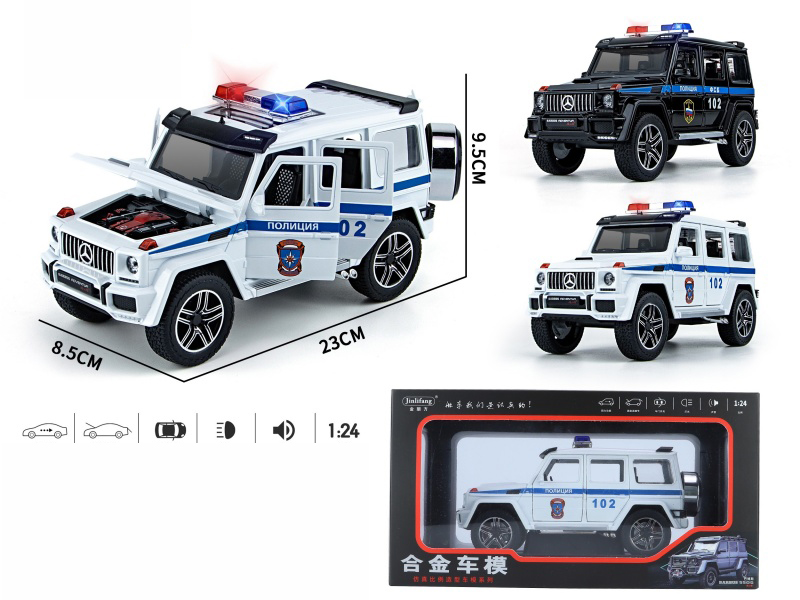 1:24 Benz G-Class  Russian Police Car Pull Back Alloy Six-Door Car Model With Sound And Lights