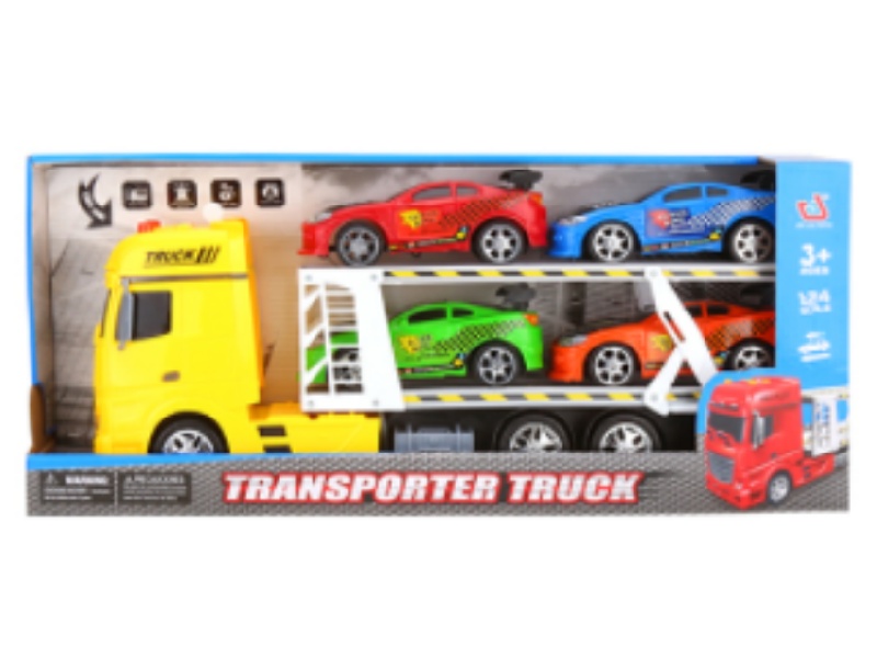 1:12 Early Education Lighting And Sound Inertial Transport Vehicle (Carrying 4 Racing Cars)