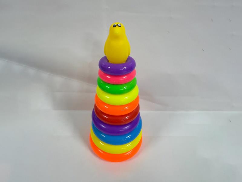 Penguin Rainbow Tower Jenga Ring 10 Layers