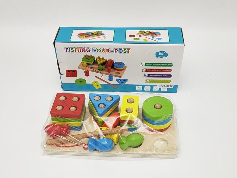 Wooden Fishing Four-Post Building Blocks
