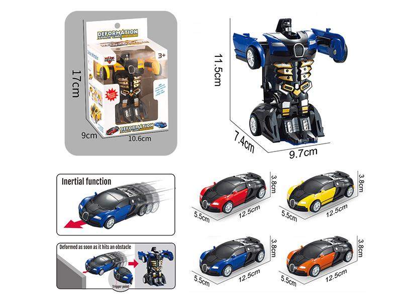 Friction Crash One Key Deformation Bugatti Racing Car 1pcs