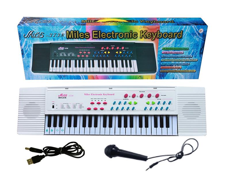 44 Keys Dual Speaker Electronic Organ(White, With USB, Microphone)