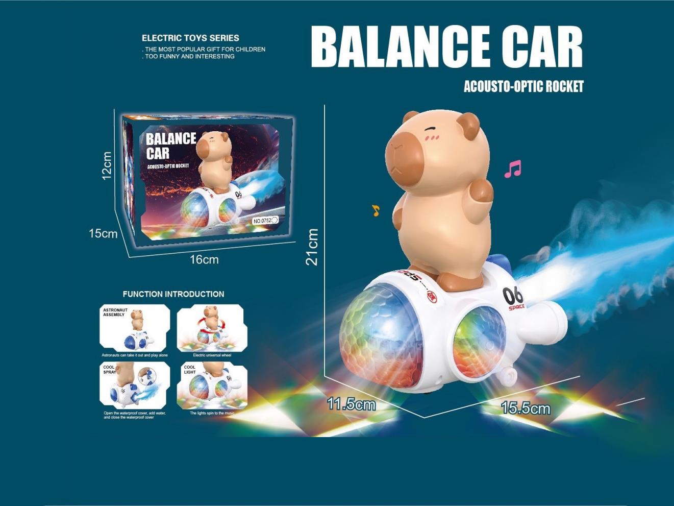 Electric Spray Capibala Rocket (With Spray, Music And Lights)