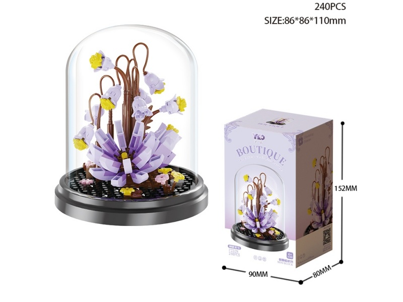 Purple Flower Building Blocks(With Transparent Cover + Black Base)240PCS