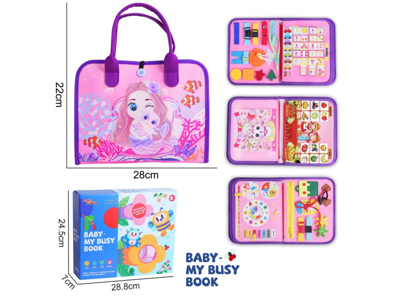 Montessori Early Education And Intelligence For Children - Purple Felt 4-Page Mermaid Busy Edition