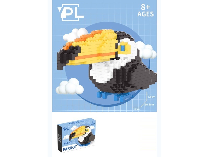 580 PCS Of Yellow-Eyed Toucan Building Blocks