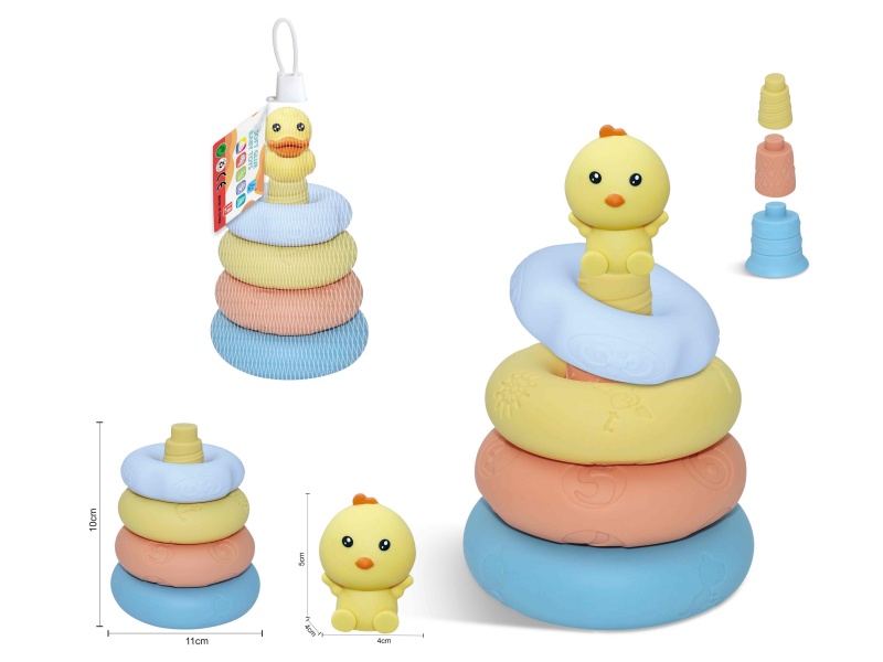 Soft Rubber Stacking Ring Finger Doll Set(Chick) 8PCS