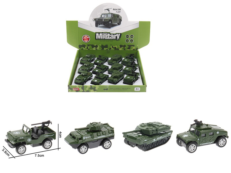 1:60 Pull Back Alloy Military Truck(12PCS)