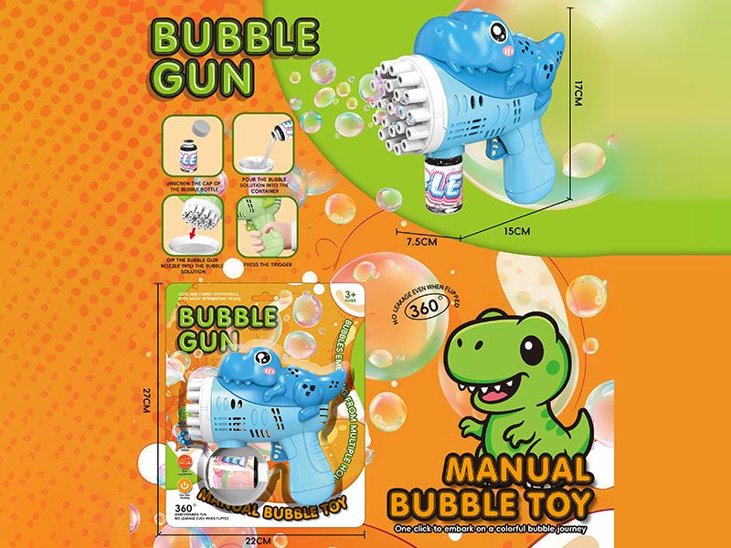 Blue Dinosaur Manual Bubble Gun