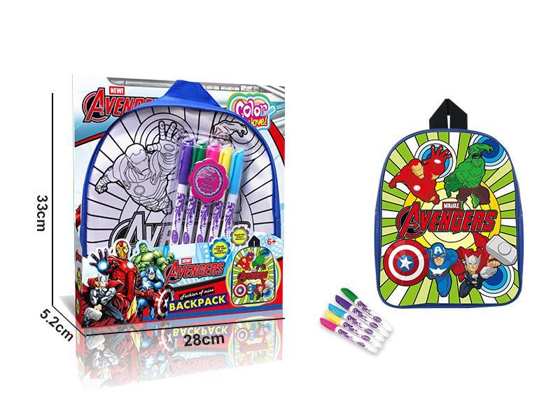 Avengers Assemble Coloured Drawing Painting Backpack(5 Colour Washable Pen)