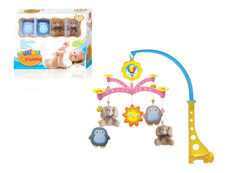 English Plush Winding Bedside Bell (Two Penguins And Two Dogs)