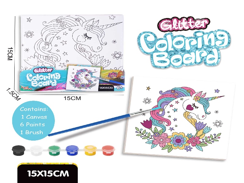 Diy Coloring Board Set - Unicorn (15X15Cm)