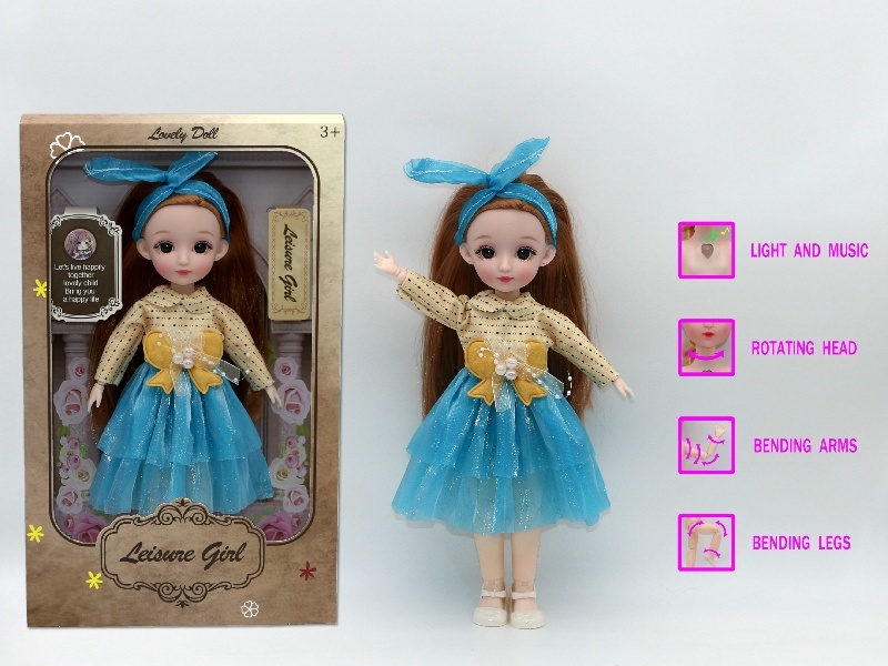 12-Inch 3D Simulation Eye 15-Joint Real-Life Music And Light Barbie Doll