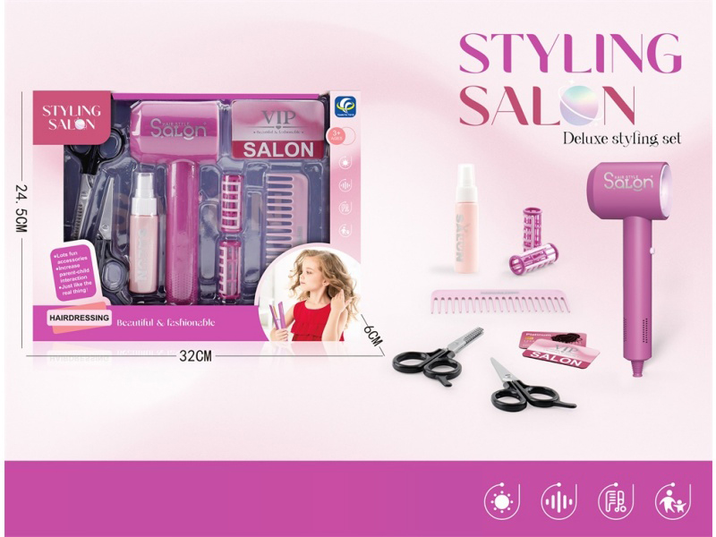 Diy House Play Simulation Salon Hair Care Tools Electric Hair Dryer Set