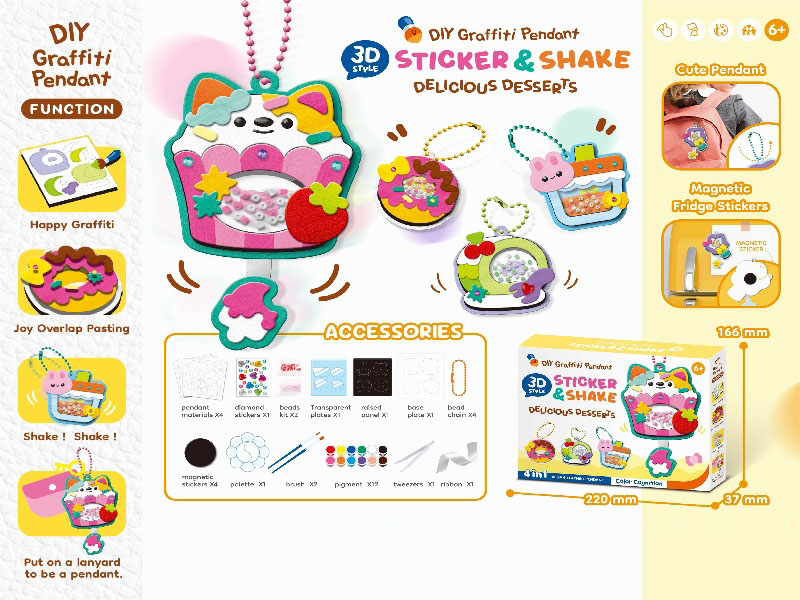 Diy Three-Dimensional Graffiti Stickers, Rocking Rocking Dolls - Dessert Series Graffiti Drawing, Handmade Diy Keychains, Pendants, Creative Handmade Toys