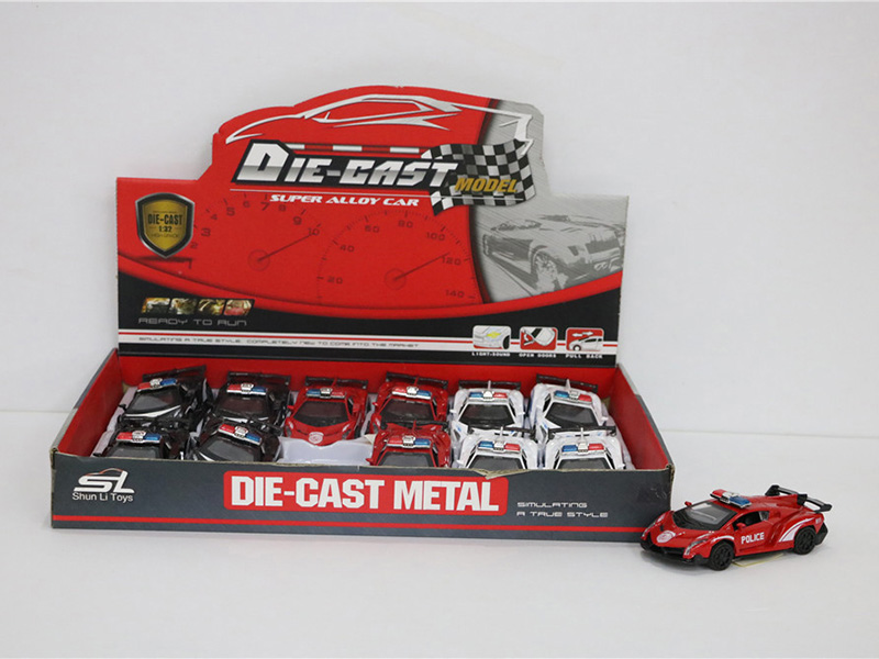 Lamborghini Veneno Pull Back Alloy Police Cars 12pcs