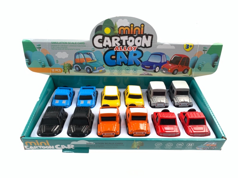 Alloy Pull-Back Cartoon Off-Road Pickup Car Display Box