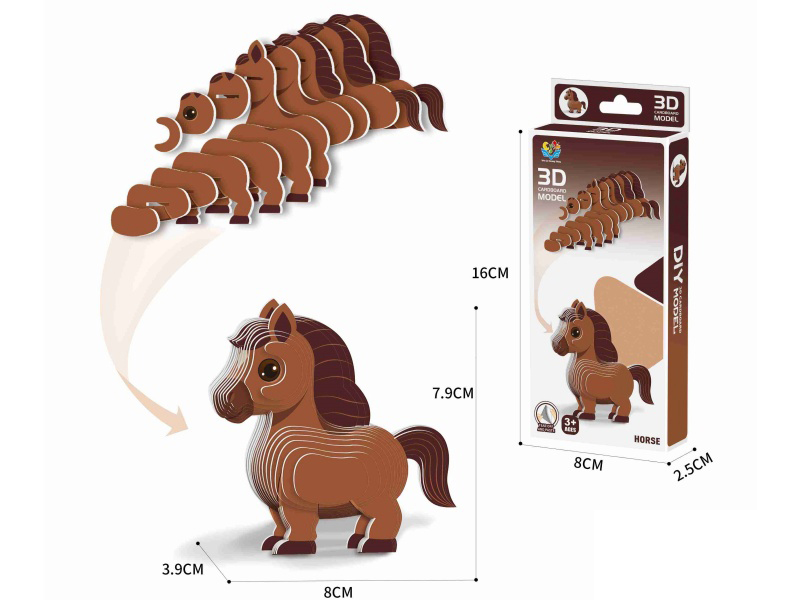 3D Animal Solid Puzzle - Horse Components 36 PCS