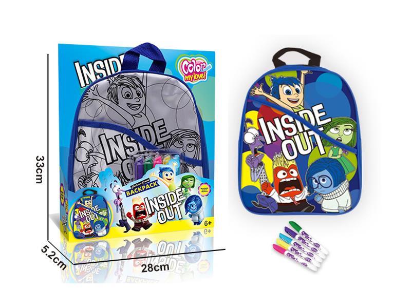 Inside Out DIY Coloured Drawing Painting Backpack(5 Colour Washable Pen)