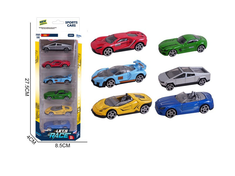 6 1:64 Alloy Car Models, 6 Pieces Each