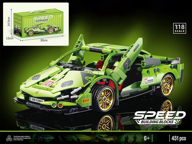 1:18 Lamborghini Pull Back Car Building Blocks 451pcs