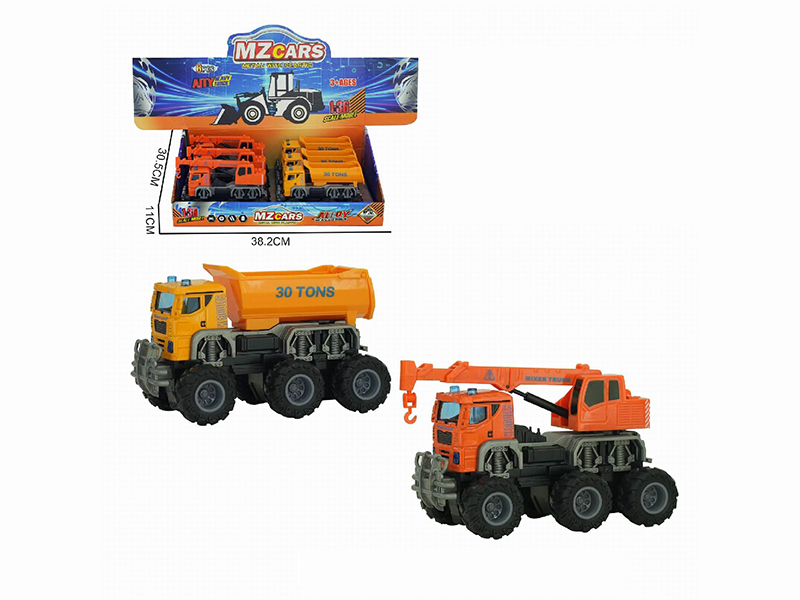 1:36 Double Friction Alloy Off-Road Engineering Trucks 6pcs