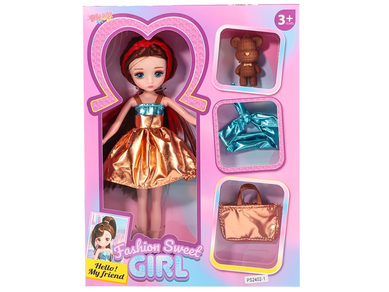 10" Fashion Sweet Girl Doll With Violent Bear Accessories