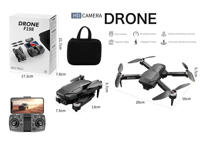 2.4G Remote Control Fold Drone With Dual Cameras(480P), Brushless Motor,  Optical Flow