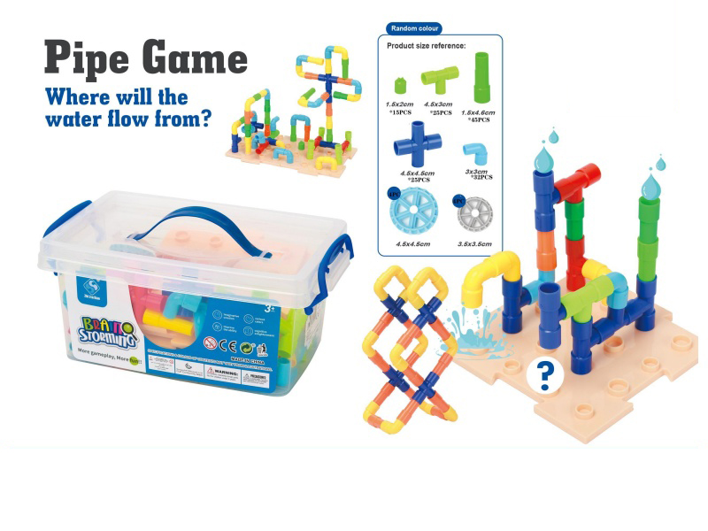 153 Pieces Of Water Pipe Assembly Building Blocks With Wheel Base Plates - Diy Assembly Of Building Block Educational Toys, Assembly Of Educational Building Blocks, Early Education, Parent-Child Inter