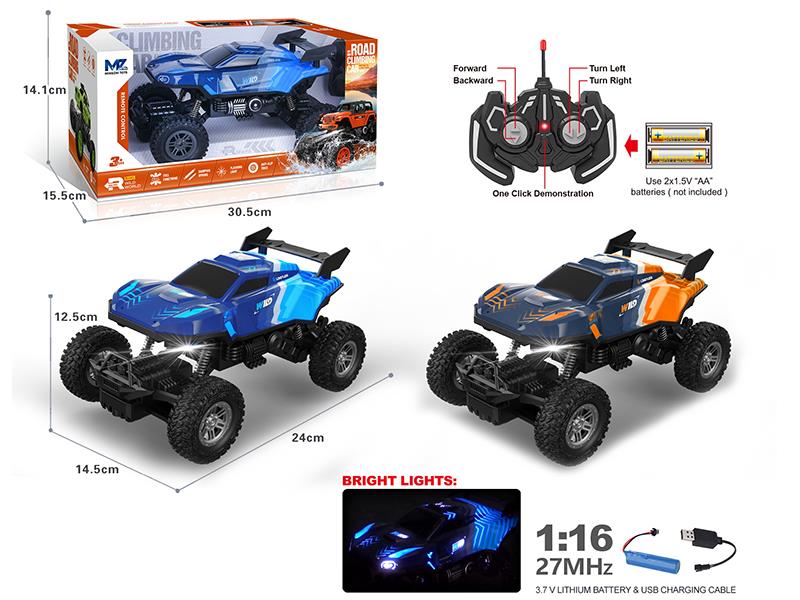 27Mhz 1:16 5-Channel Remote Control PVC Shell Climbing Car With Lights, Auto Demo Function(Included Batteries)