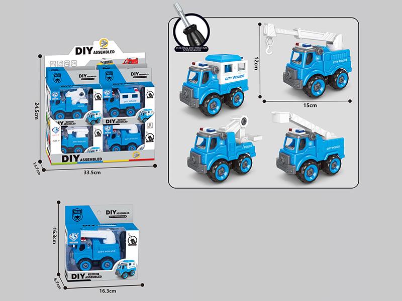 DIY Disassembly And Assembly Police Cars 8pcs/Box