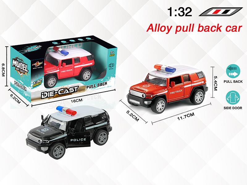 1:32 Toyota FJ Alloy Open Doors Pull Back Police Car