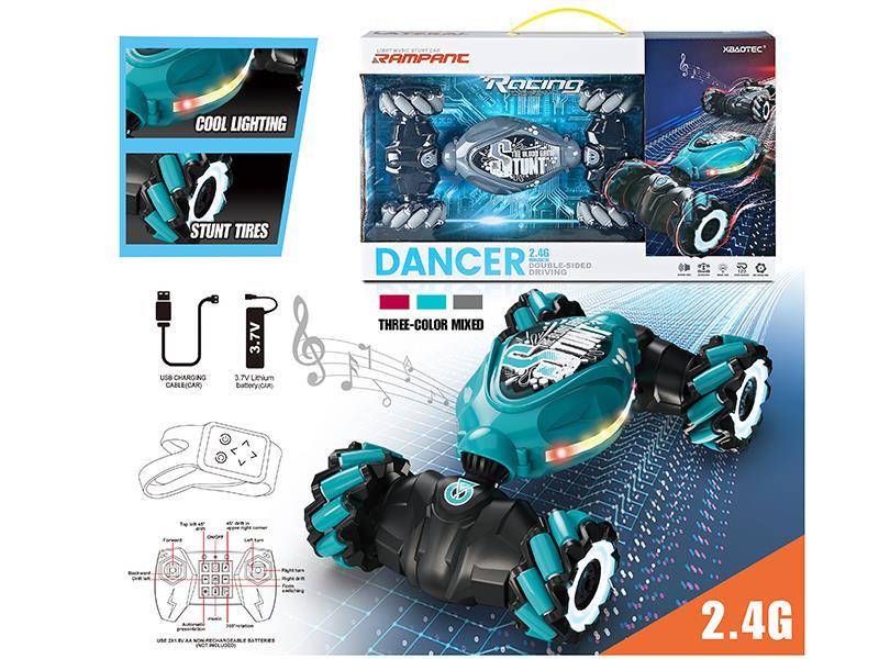 2.4G 1:16 Remote Control Horizontal Stunt Car With Light(Motion Sensing Watch + Handle) Dual Remote Controller
