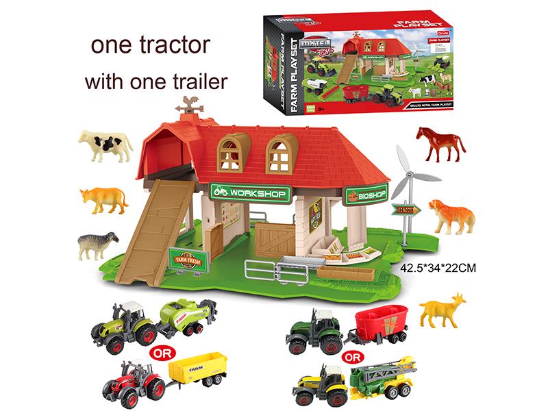 Alloy Car Farm Parking Lot Scene Set