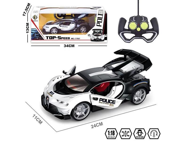 1:18 5-Channel Remote Control Police Car(Three Open Doors/Front And Rear Lights)