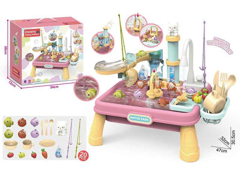 Manual Water Pressure Lifting Washbasin (Pink)