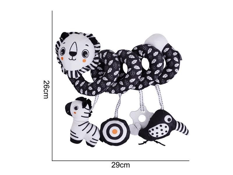 Plush Toy Bed Is Surrounded By Black And White Lions