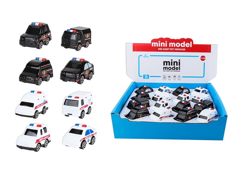 Mini Pull Back Medical/Special Police Alloy Cars 16pcs