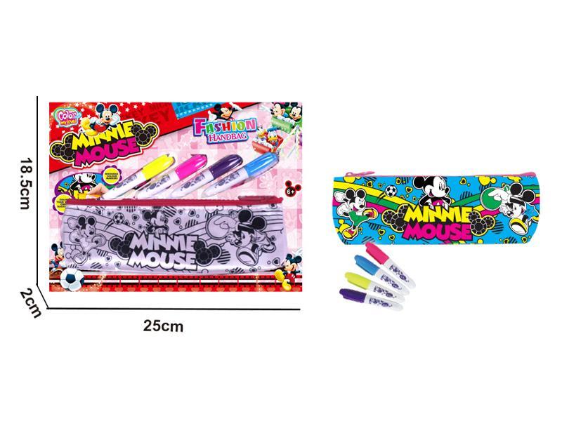 DIY Red Mickey Pencil Bag(4 Colour Washable Pen)